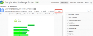 Share link button to enable the sharing